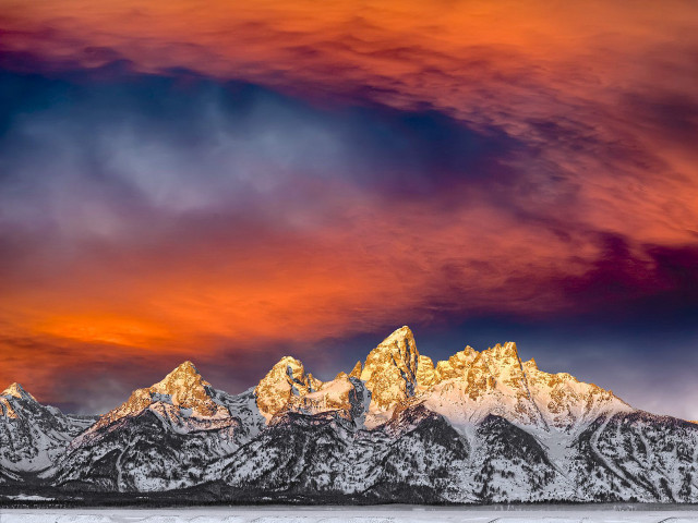 Mountain range red sky clouds #3 free wallpaper - medium preview image
