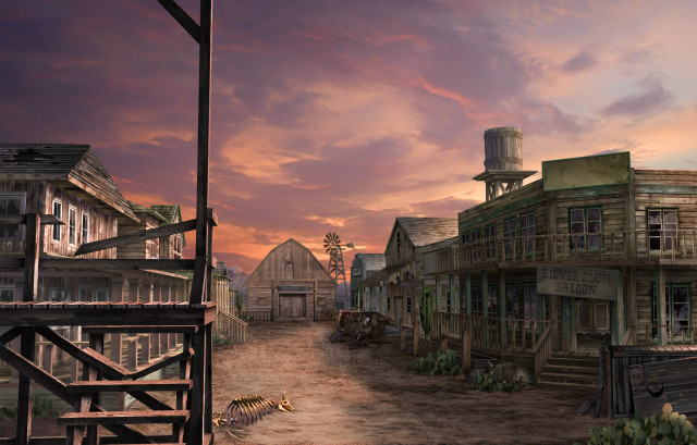 Town cat sunset dawn sky free wallpaper for desktop - medium preview image