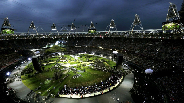 Stadium night crowd lights grass free wallpaper - medium preview image