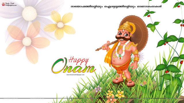 Cartoon man umbrella grass flowers free wallpaper - medium preview image