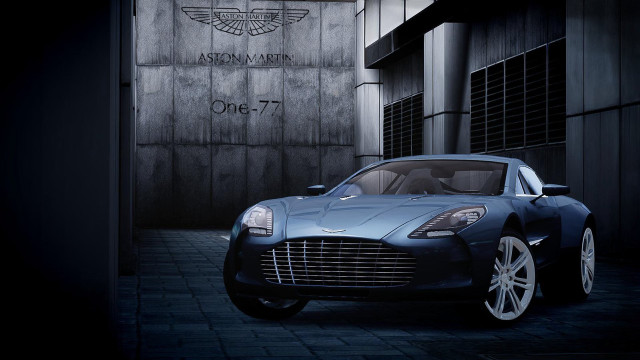 Blue car parked building sign free wallpaper - medium preview image