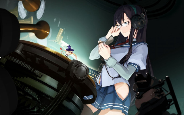 Girl short skirt microphone computer free wallpaper - medium preview image