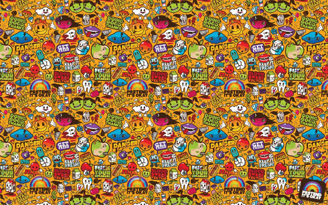Colorful skull pattern items design free wallpaper - medium preview image