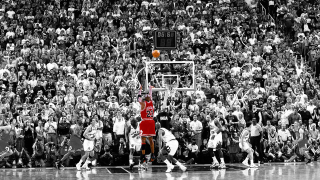Man jumping dunk basketball crowd free wallpaper - medium preview image