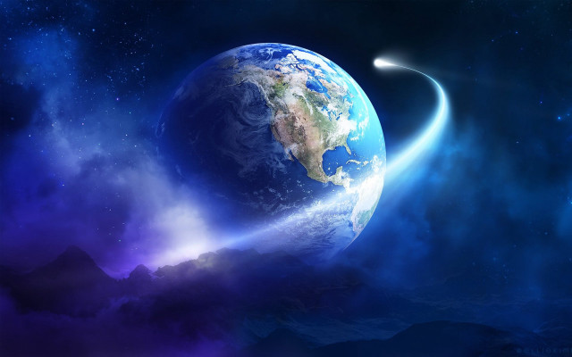 Blue planet ring light distant free wallpaper - medium preview image