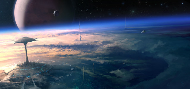 Space station planet star moon #2 free wallpaper - medium preview image