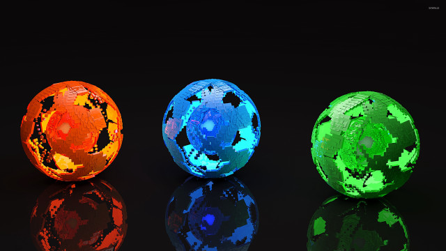 Three colored balls reflection black free wallpaper - medium preview image