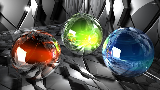 Three balls 3d image black free wallpaper - medium preview image