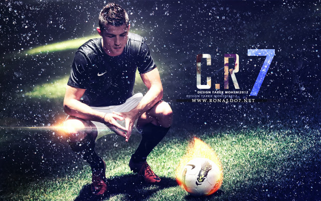 Man kneeling soccerball fireball poster free wallpaper - medium preview image