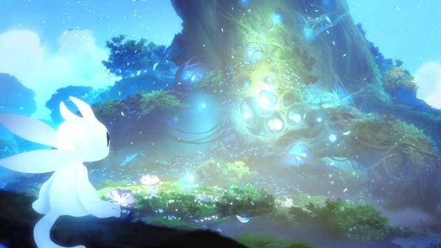 White rabbit tree forest giant free wallpaper - medium preview image