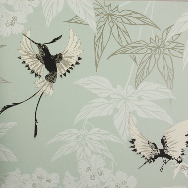 Wall bird flower pattern flying free wallpaper - medium preview image