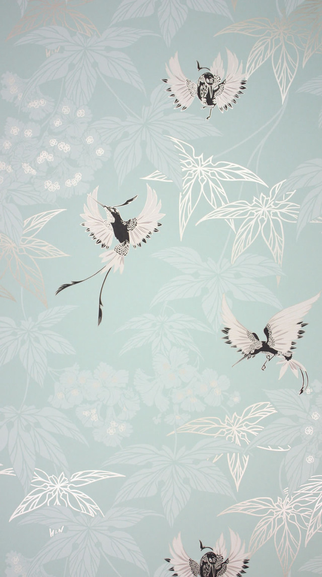Birds flowers blue wallpaper room free wallpaper - medium preview image