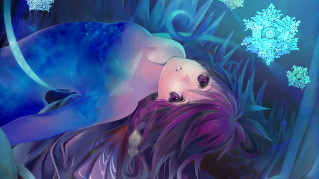 Woman laying snow snowflakes blue free wallpaper - medium preview image