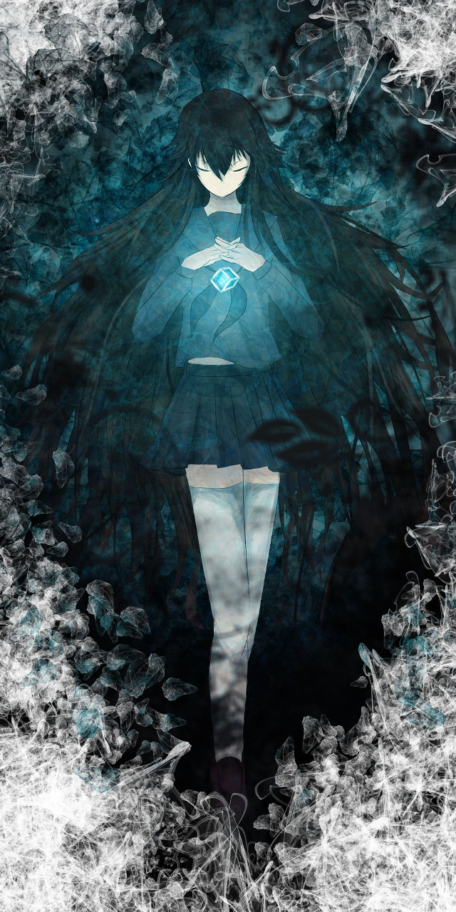 Girl blue dress black cape free wallpaper - medium preview image