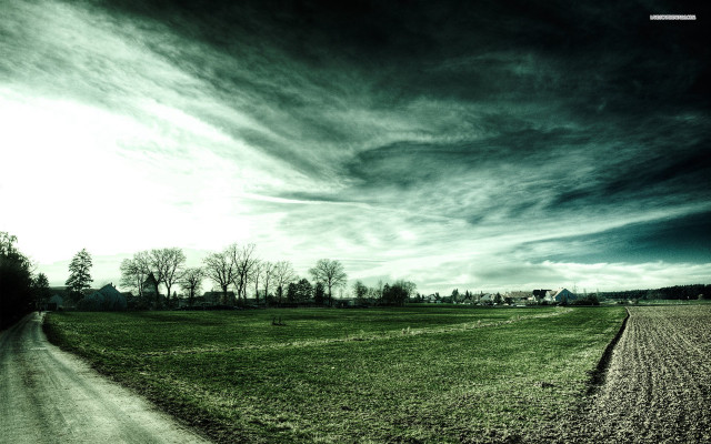 Dirt road green field cloudy #3 free wallpaper - medium preview image