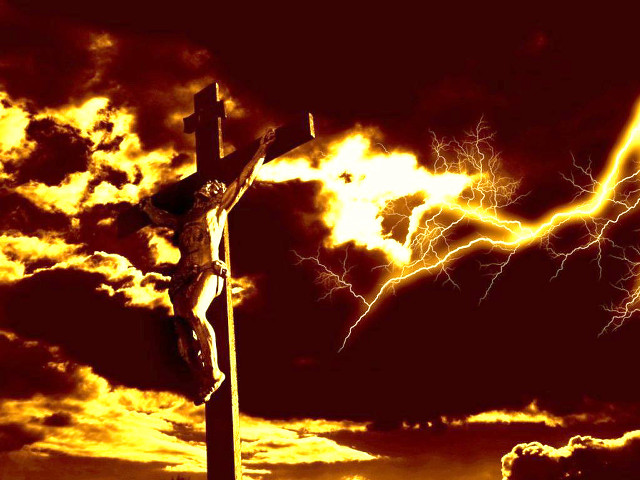 Cross lightning clouds sky background free wallpaper - medium preview image