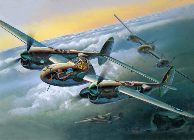Planes flying sky clouds water free wallpaper - medium preview image