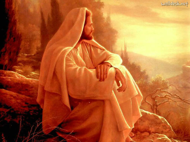 Man white robe sitting rock free wallpaper - medium preview image