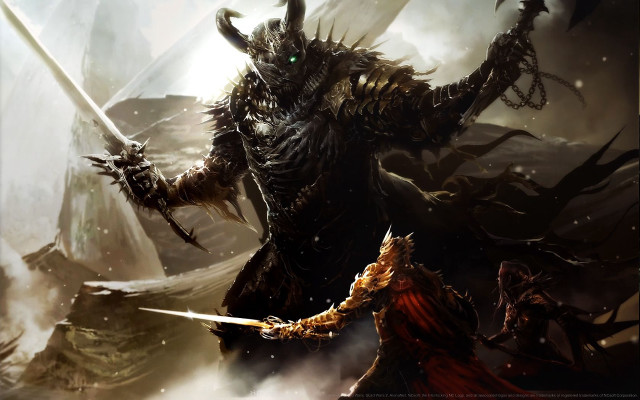 Demonic creatures battle swords fight free wallpaper - medium preview image