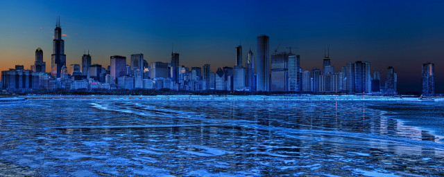 City skyline water ice ground free wallpaper - medium preview image