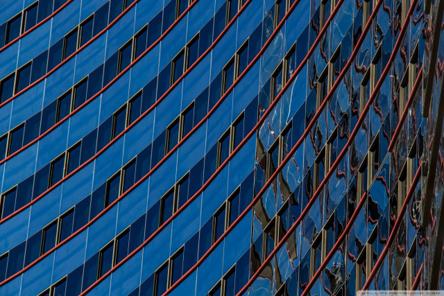Blue glass facade clock red free wallpaper - medium preview image
