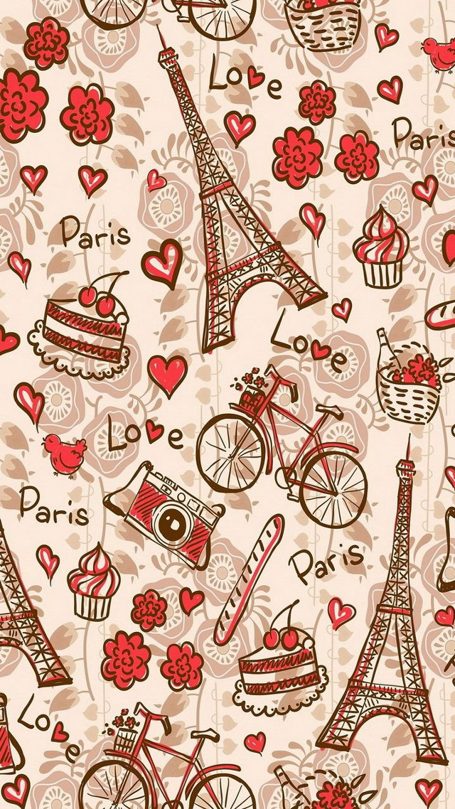 Bicycle pattern hearts design graphic free wallpaper - medium preview image