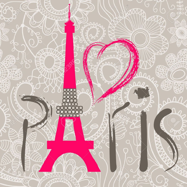Pink eiffel heart paisley paris free wallpaper - medium preview image
