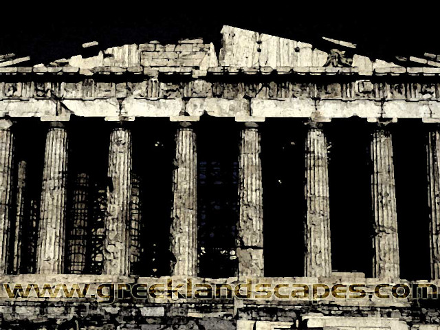 Black white building columns clock free wallpaper - medium preview image