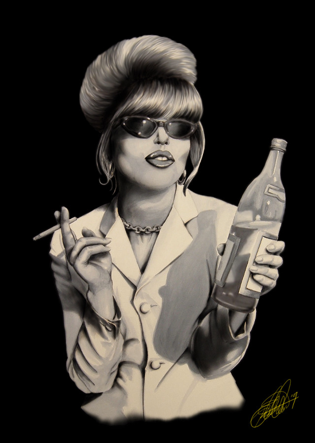 Woman white suit holding bottle free wallpaper - medium preview image