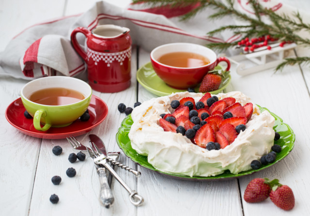 Cake berries plate tea cups free wallpaper - medium preview image