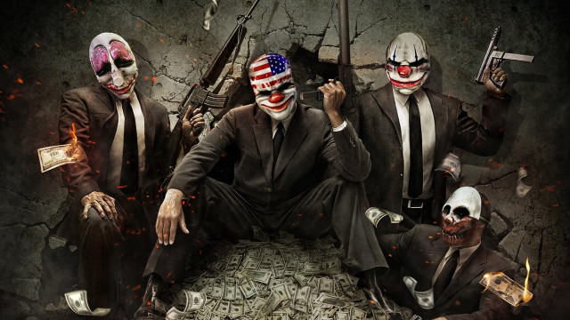 Masked men suits guns money free wallpaper - medium preview image