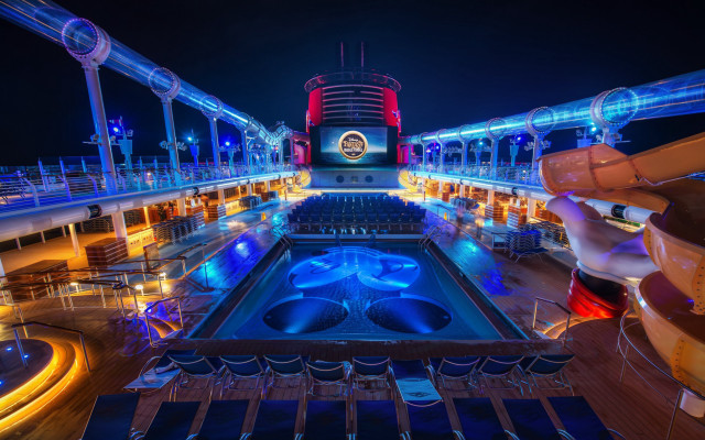 Cruise ship night pool deck free wallpaper - medium preview image