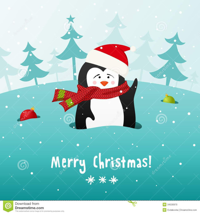 Penguin red scarf santa hat free wallpaper - medium preview image