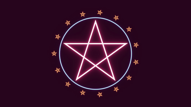 Neon star circle stars dark free wallpaper - medium preview image