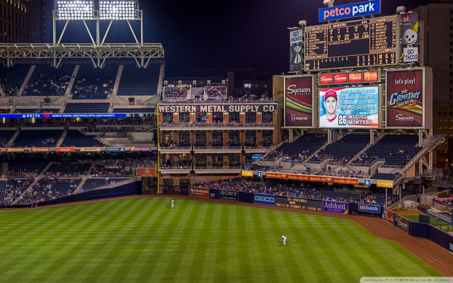 Baseball field night crowd stadium free wallpaper - medium preview image