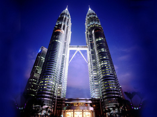 Tall buildings night city lights free wallpaper - medium preview image