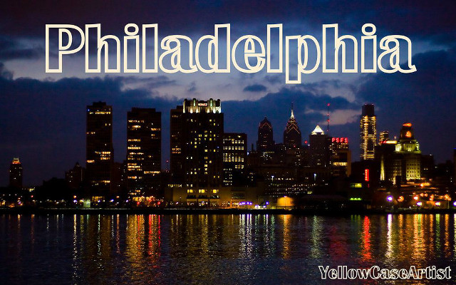 City skyline philadelphia night reflection free wallpaper - medium preview image