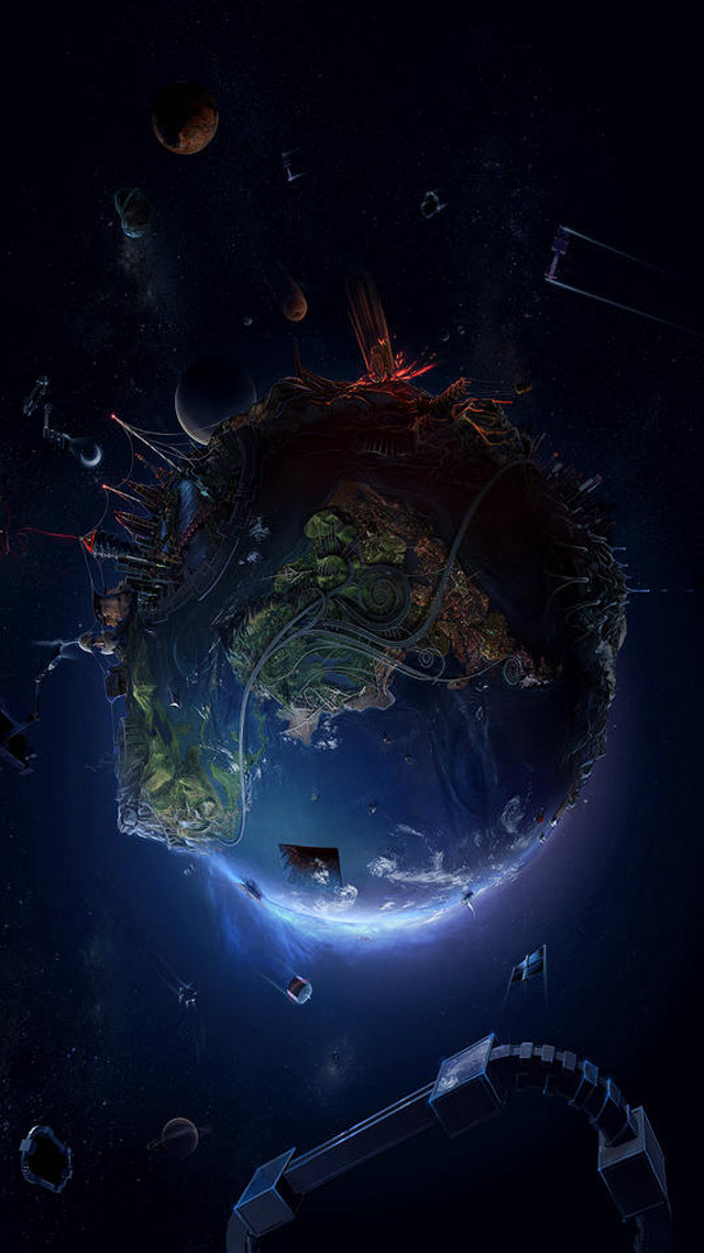 Space station earth moon planets free wallpaper - medium preview image