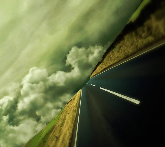 Road green field cloudy sky free wallpaper - medium preview image