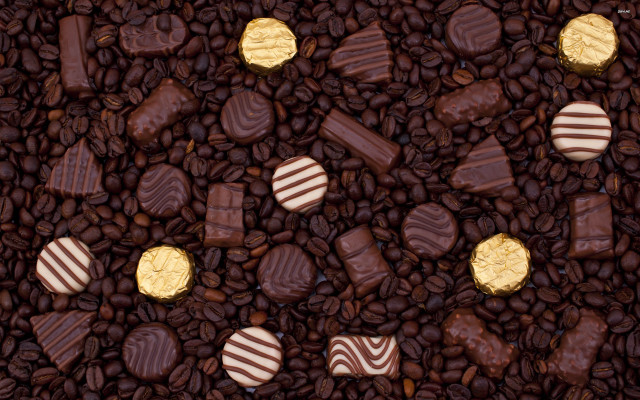 Chocolates candy coffee beans gold free wallpaper - medium preview image