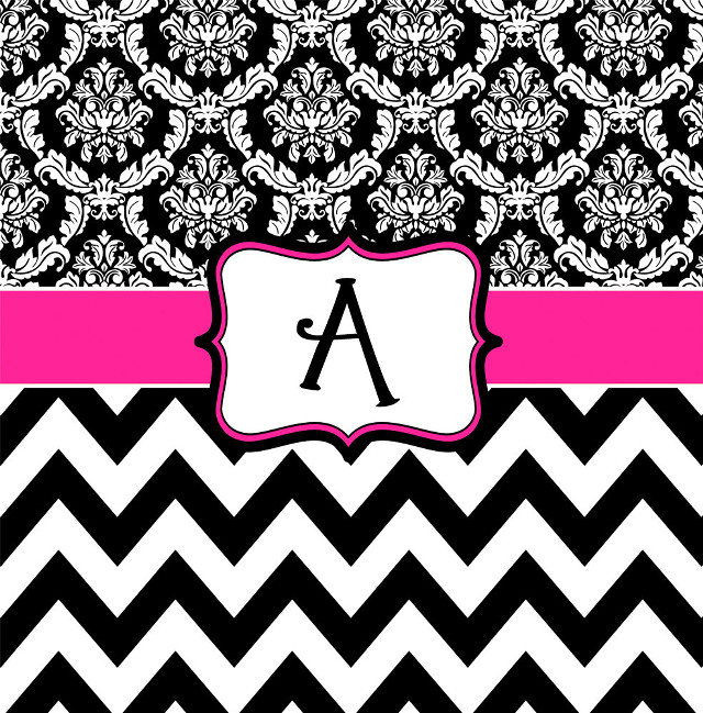 Black white chevron pink border free wallpaper - medium preview image