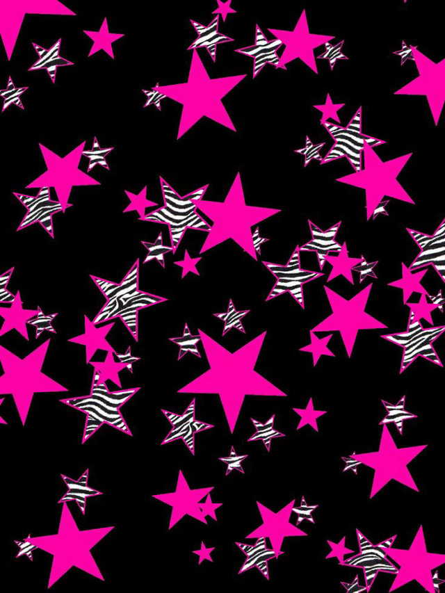 Black background pink stars stripes free wallpaper - medium preview image