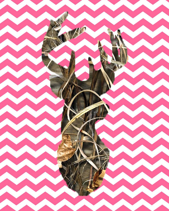 Deer head pink white chevron free wallpaper - medium preview image
