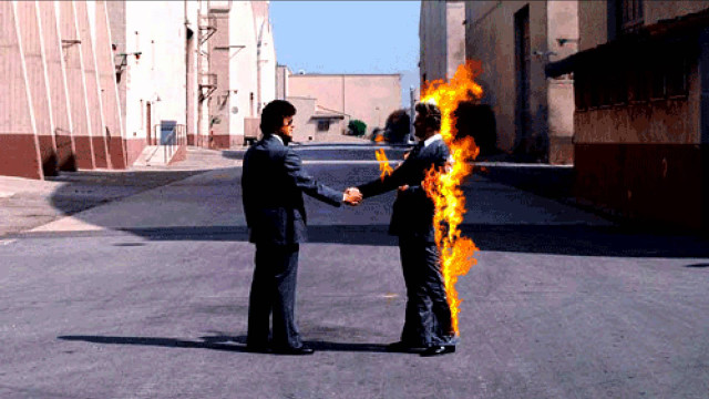 Men suits handshake fireball street free wallpaper - medium preview image