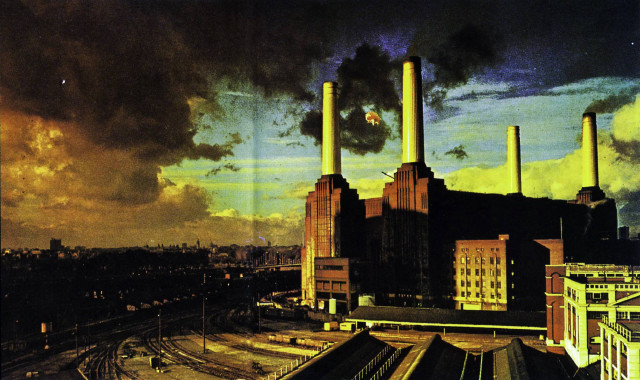 Factory smokestacks traintracks cloudy sky free wallpaper - medium preview image