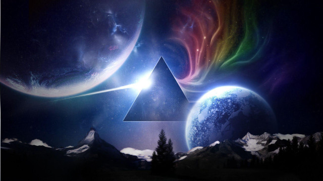 Triangle star planet background rainbow free wallpaper - medium preview image