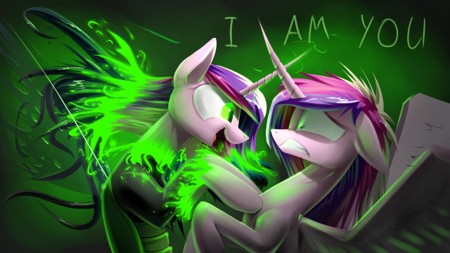 Pink green ponys hugging glowing free wallpaper - medium preview image