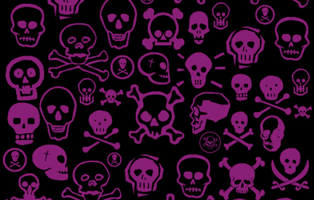 Skulls bones black background purple free wallpaper - medium preview image