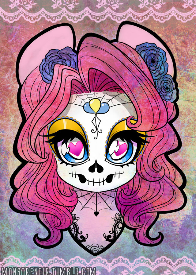 Pink hair skull cat lace free wallpaper - medium preview image