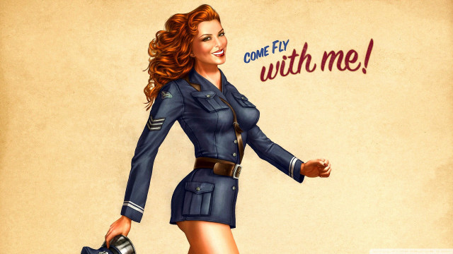 Woman uniform camera smiling suitcase free wallpaper - medium preview image